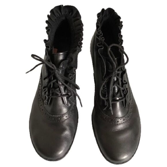 RIEKER BLACK LEATHER LACE UP ANKLE BOOT SIZE 36 - Picture 3 of 13